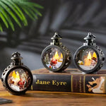 lanterne noël santa claus renne verre translucide vintage décoration fenêtre ambiance noire blanche