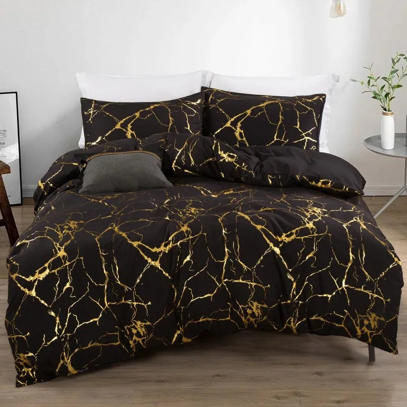 housse couette marbre noire or moderne ensemble literie polyester adultes chambre maison