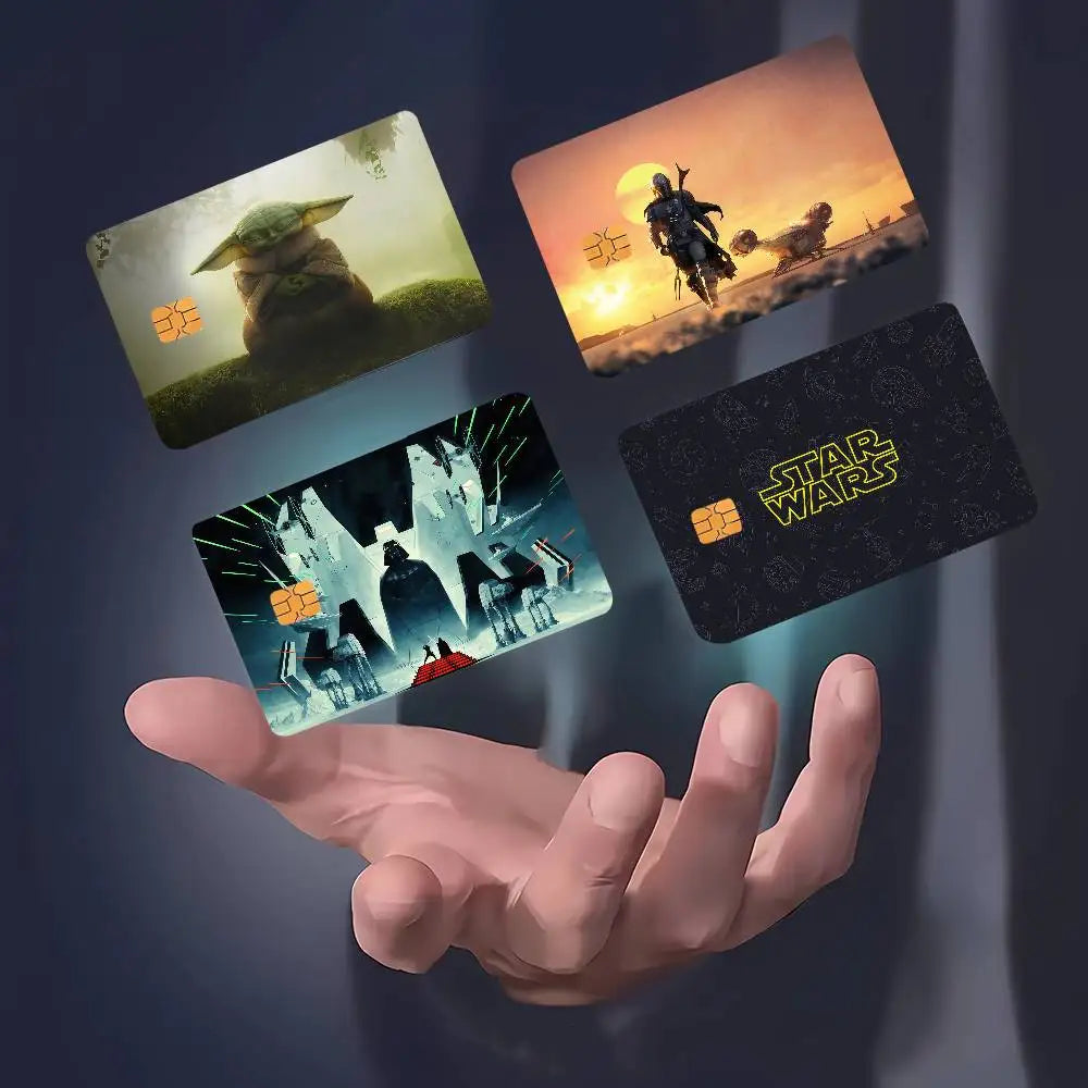 autocollants carte bancaire star wars images films vert beige noir orange bleu blanc adhésifs