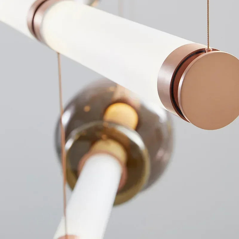 suspension lumineuse moderne élégante blanc doré marron clair translucide