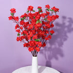 Bouquet artificiel fleurs simples rose jaune blanc rouge feuilles vertes moderne vase blanc 65cm