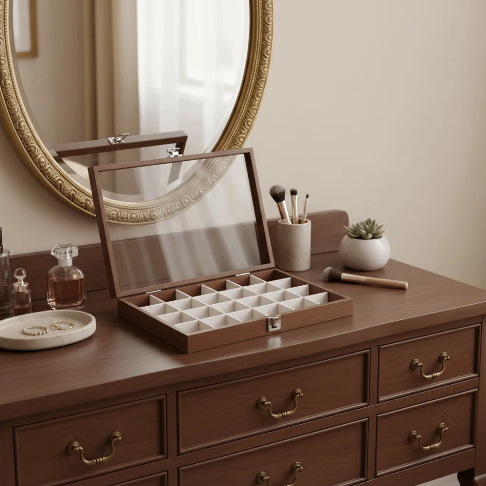 boîte bijoux moderne blanc marron neutre réutilisable clapets 12 18 24 30 grilles