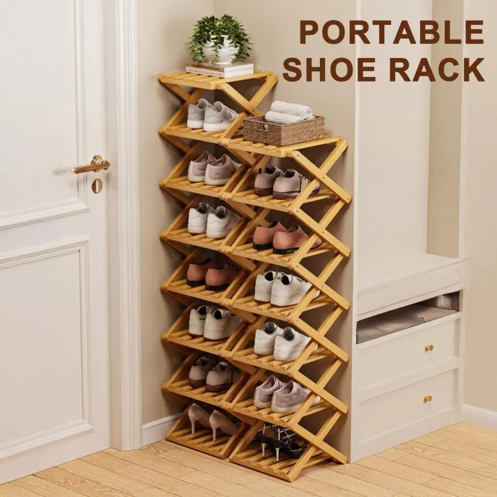 étagère pliable bois chaussures moderne réutilisable niveaux entrée couloir petit espace