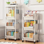 rack rangement multifonctionnel 360° rotatif blanc moderne crochets latéraux roulettes universelles respectueux l'environnement
