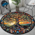 tapis rond chevaux yin yang noir blanc moderne salon chambre décoration polyester