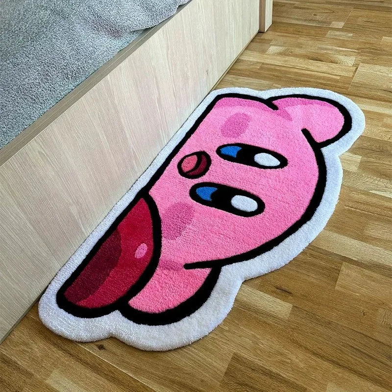 tapis dessin animé contemporain rose blanc rouge bleu noir souriant 80cm 100cm 120cm