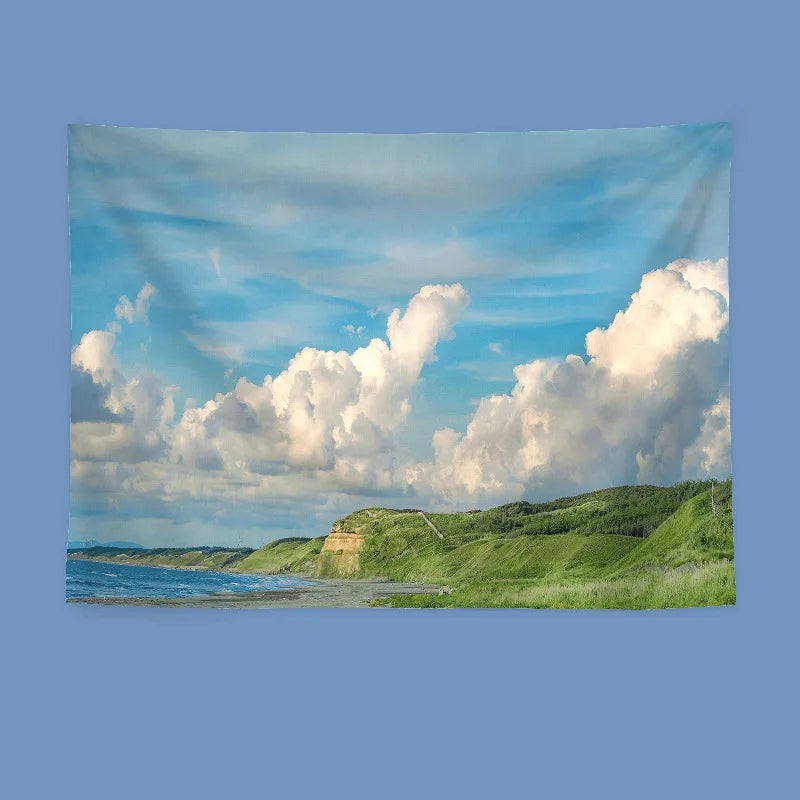 Tapisserie japonaise paysage en tissu polyester pour décoration murale
