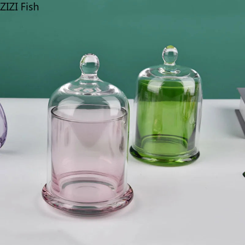cloches verre moderne argenté violet rose vert transparentes