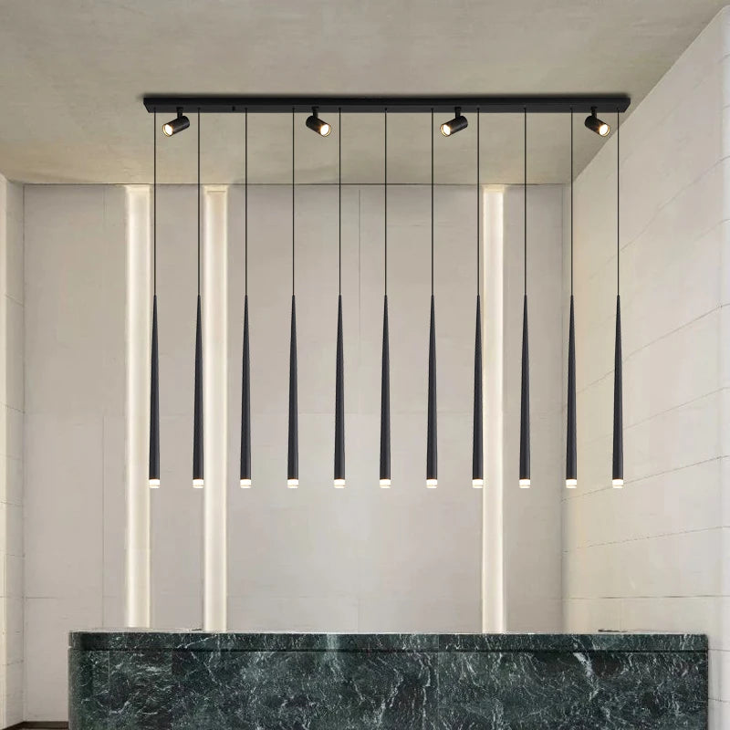 Suspension lumineuse moderne noire led minimaliste éclairage intérieur décoration maison 20 sources lumineuses
