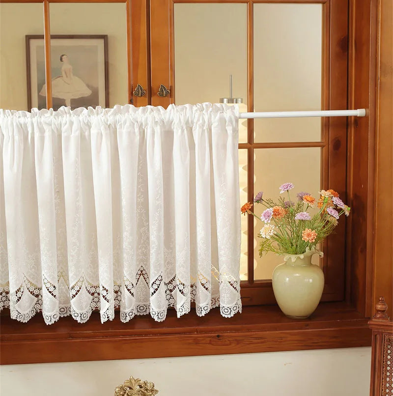 rideau blanc dentelle translucide classique coton decoratif fenetre maison