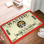 tapis sol antidérapant one piece zoro épées croisées moderne vert noir blanc