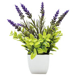 plantes artificielles modernes vert violet feuilles fleurs pot blancintérieur décoration