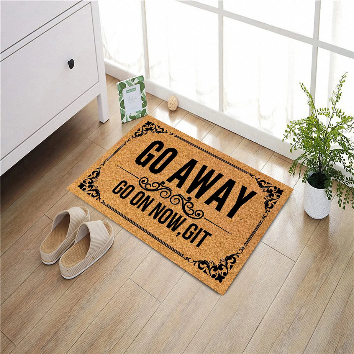 tapis d'entrée marron motif floral antidérapant résistant antibactérie porte solextérieur