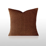taies d'oreiller jacquard patchwork moderne rayées marron doré élégantes respectueuses environnement adhésives maison