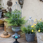 Cage oiseaux vintage métal gris filetage rustique plante oiseau décorative patio rural