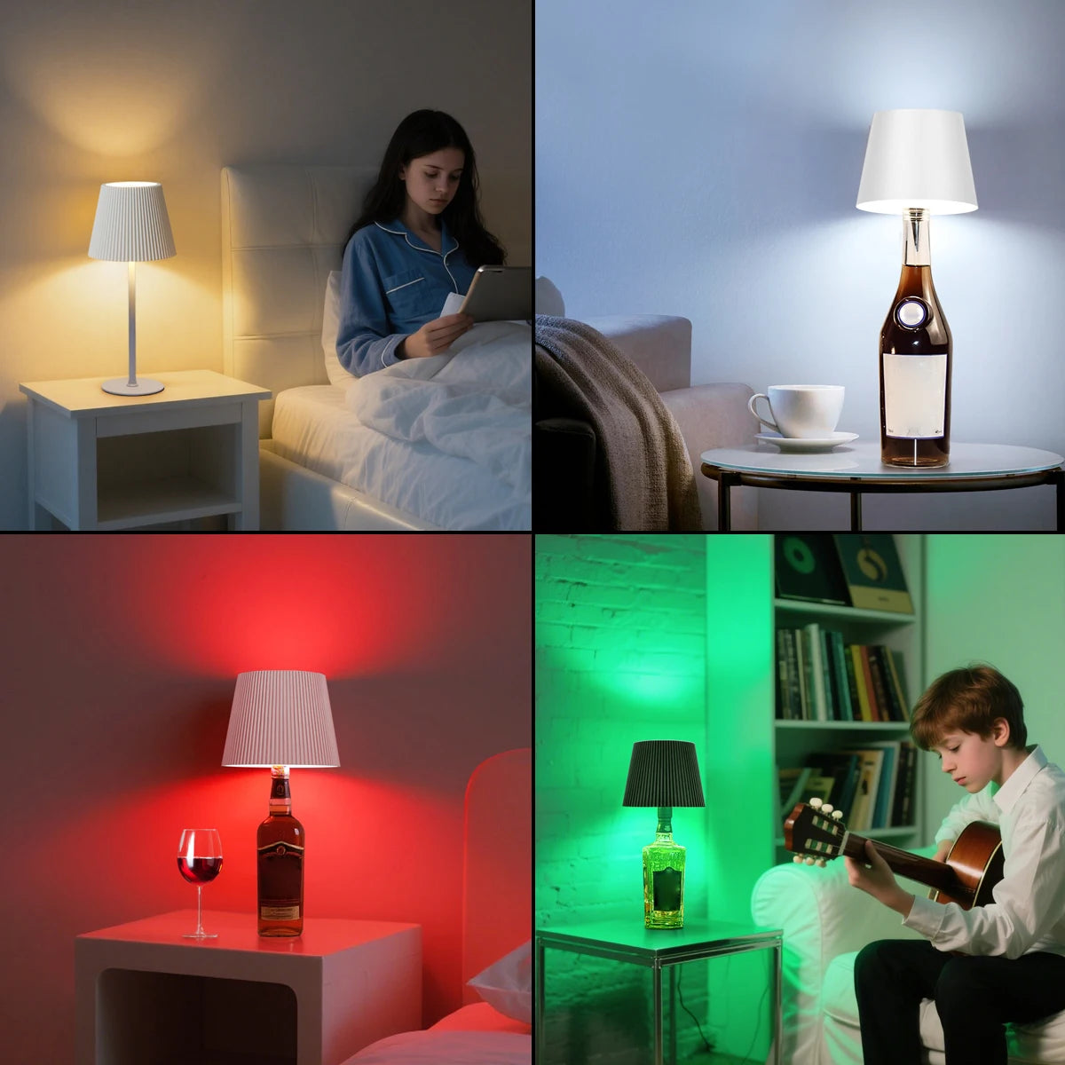 lampe décorative led rechargeable usb plusieurs couleurs abatjour opaque moderne minimaliste
