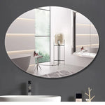 miroir ovale moderne sans cadre 40x60cm portable salle bain blanc argenté