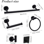 accessoires salle bain noir mat modernes fixés mur barre serviettes anneau papier toilette crochets