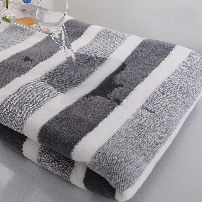 serviette bain polyester rayées moderne gris vert rapide absorption douce