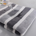 serviette bain polyester rayées moderne gris vert rapide absorption douce