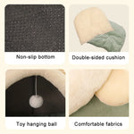 lit chat gris rose vert doux velouté confortable antiderapante coussin double face boule suspendue