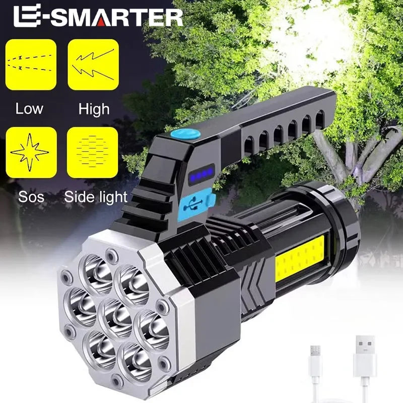 lampe torche led rechargeable leds cable usb moderne robuste camping