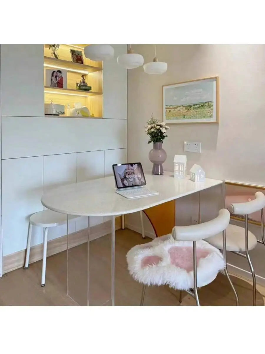 tapis blanc rose pâle motif pattes chat doux fourré acrylique daim moderne chambre maison