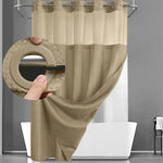 rideau douche moderne double couche gaufre blanc gris bleu vert texture tissée opaque magnets