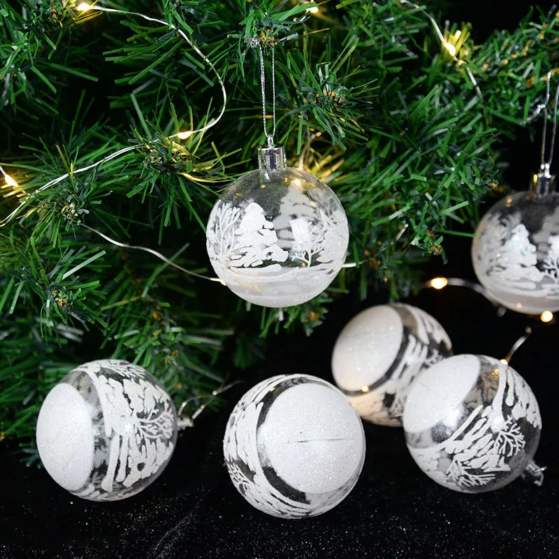Boule de Noël bleue transparente 6 cm sur sapin