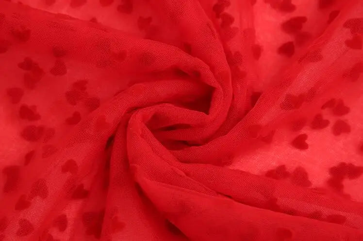 tissu polyester dentelle coeurs blanc noir rose beige rouge translucide mariage