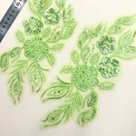 appliques textiles brodées fleurs sequins bleu clair vert rose blanc décoratives vêtements occasion party