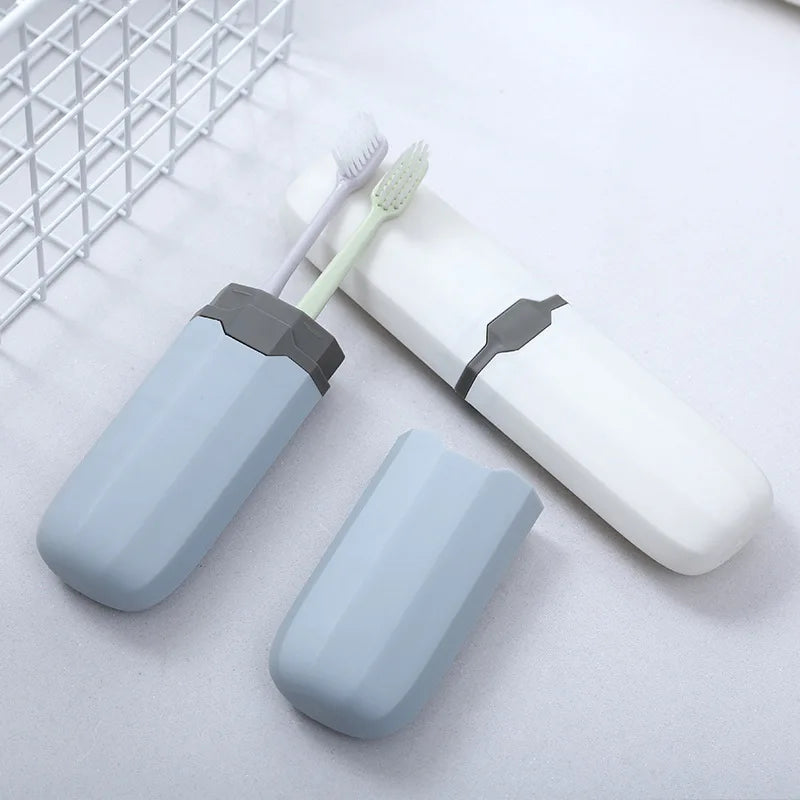 organiseur brosse dents réutilisable étui clip moderne gris blanc bleu clair texture mat portable