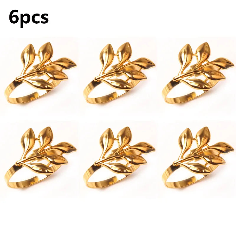 anneaux serviette feuilles or argent rose gold moderne élégants décoration table mariage noël