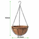panier suspendu marron clair coquille noix coco cadre fer noir classique rustique crochets métalliques
