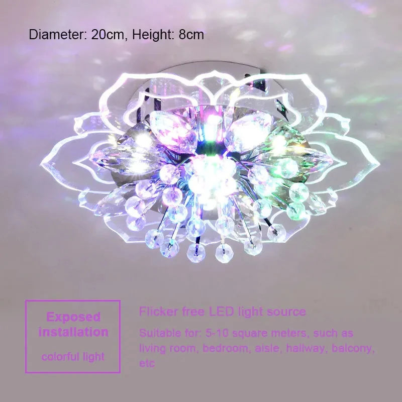 lampe moderne transparente cristal fleur dorée élégante LED autoinstallation chambre salon