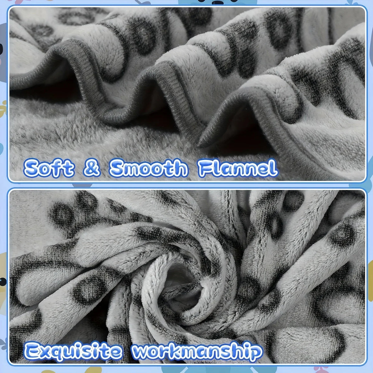 couverture animaux compagnie coton doux gris clair gris foncé imprimé pattes moderne confortable chiens