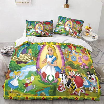 Housse de couette Alice au pays des merveilles en microfibre grise
