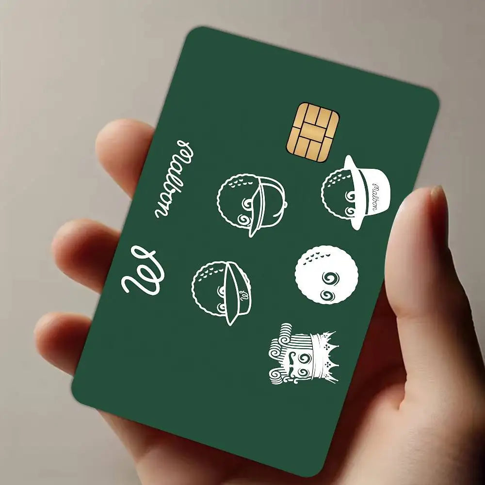 autocollant carte crédit protection personnalisable moderne imprimé floral vert bleu