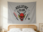 tapisserie gothique démon horreur hellfire club gris clair illustration graphique salon chambre coucher 150cm