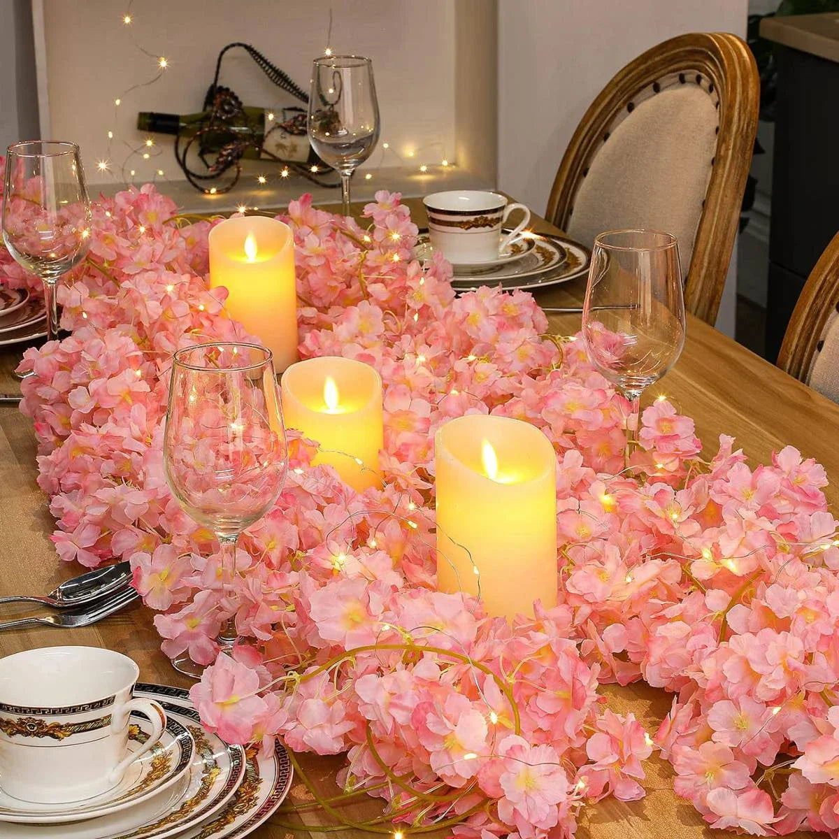 guirlande fleurs cerisier led rose doré decoration chambre mariage vacances erotique floral japonais