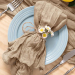 serviettes table moderne vert olive 100% polyester anneaux métalliques maison restaurant mariage fêtes textures