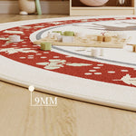 tapis rond polyester dessin animé cirque chevaux système solaire moderne enfant couleur beige rouge