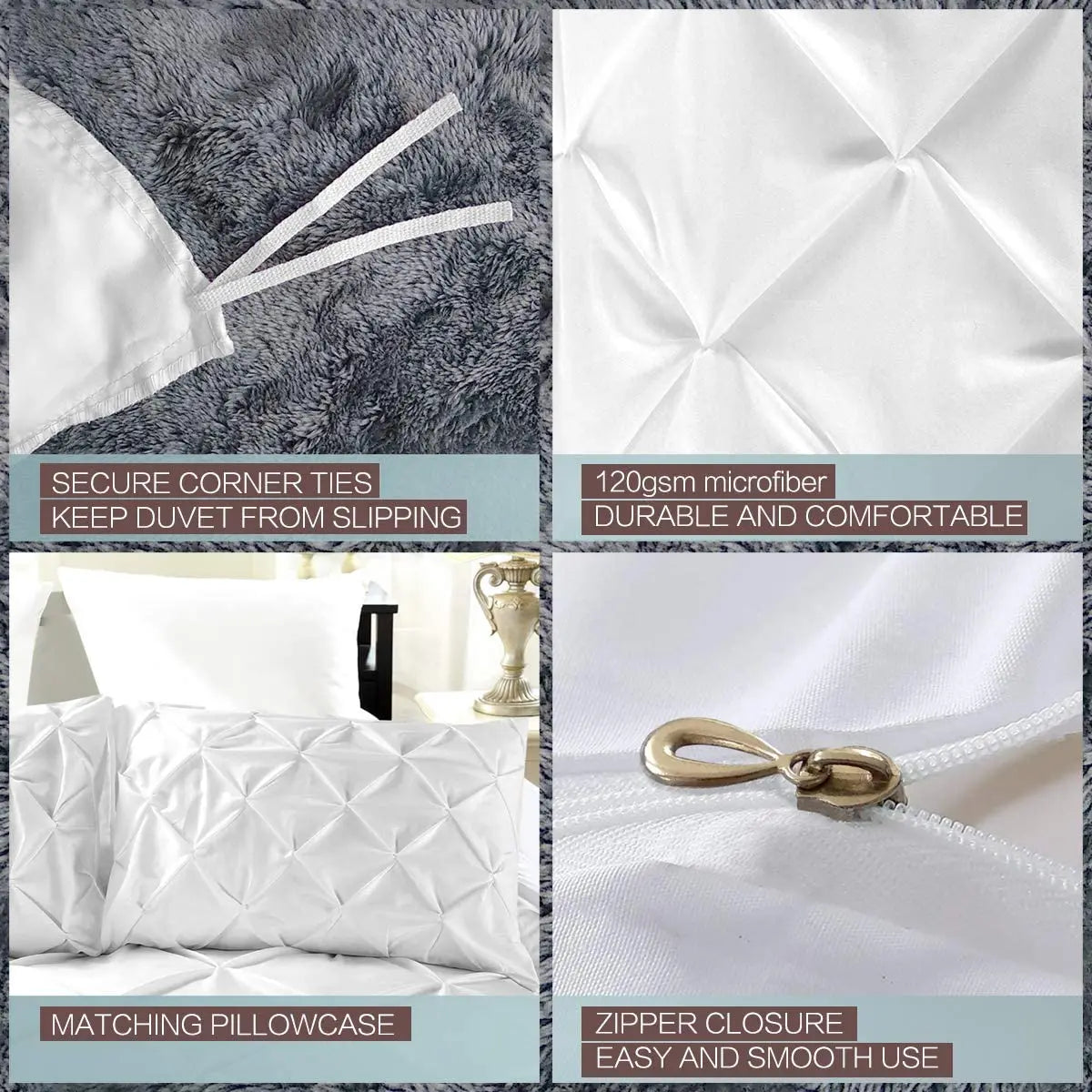Fermeture à glissière de la housse de couette