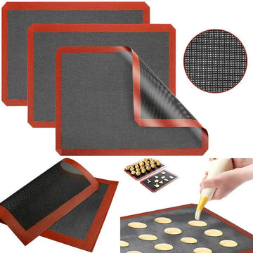tapis cuisson silicone noir rouge tapis pâtisserie biscuits surface texturée bordure lisse utilitaire kitchen