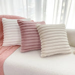 taies d'oreiller décoratives moderne rayées 30x50cm 45x45cm polyester beige clair coussins maison simple fixations
