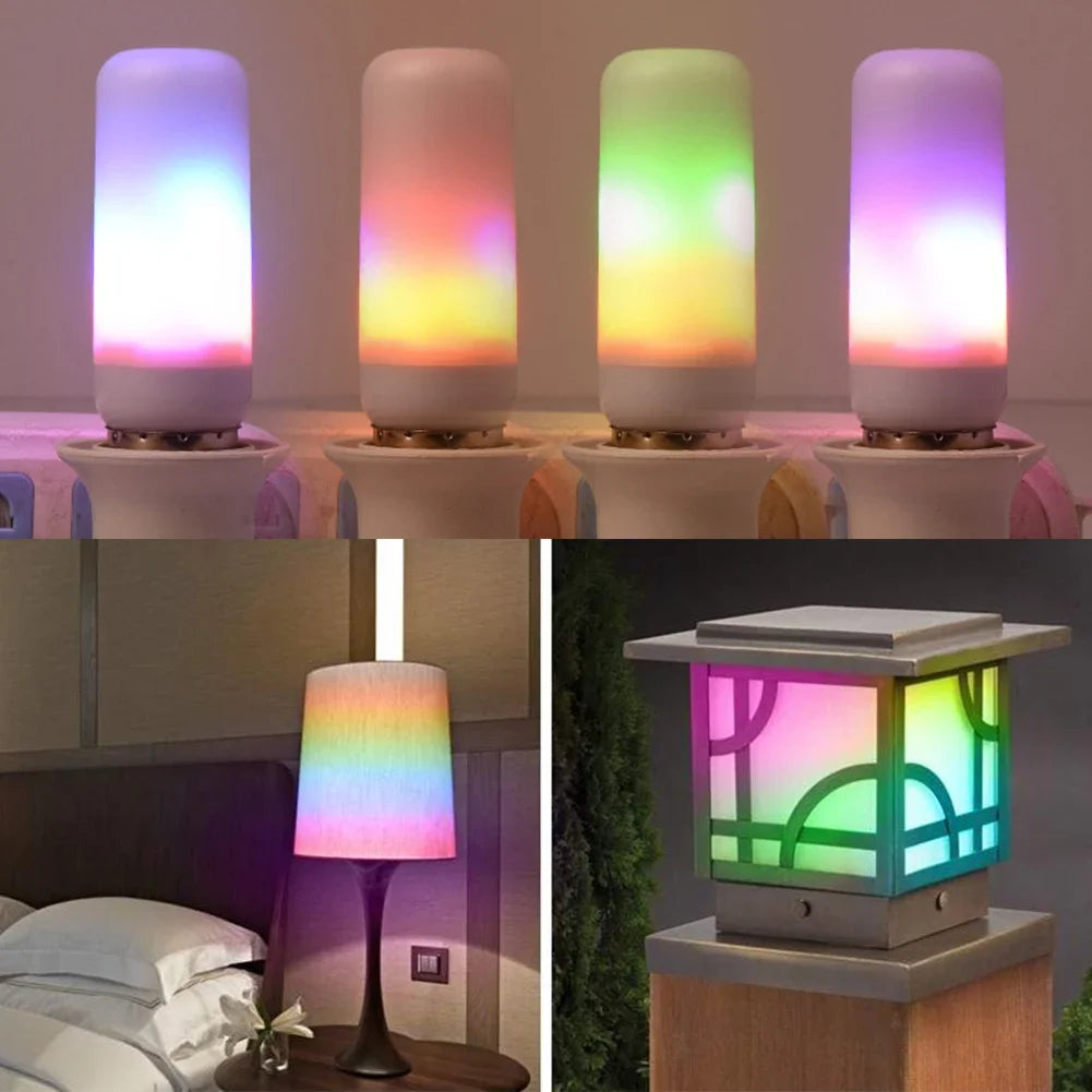 ampoules led effet flamme multicolore jaune verte bleue rouge moderne