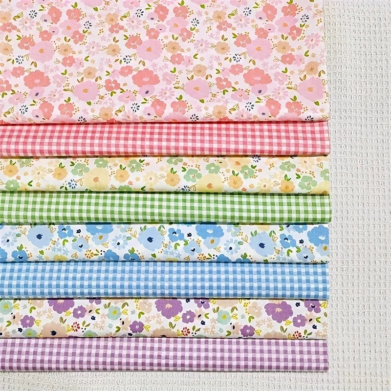 tissu patchwork fleuri rose rouge vert jaune bleu violet 25cm 50cm couture scrapbooking vintage