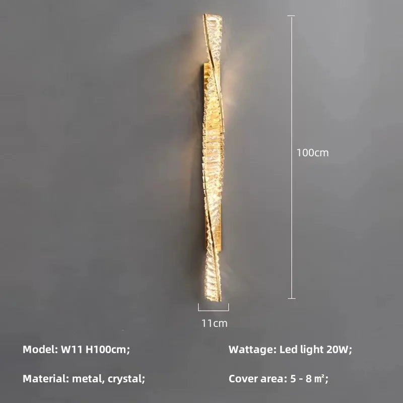 lampe murale moderne or blanc cassé cristal translucide dimmable luxueux