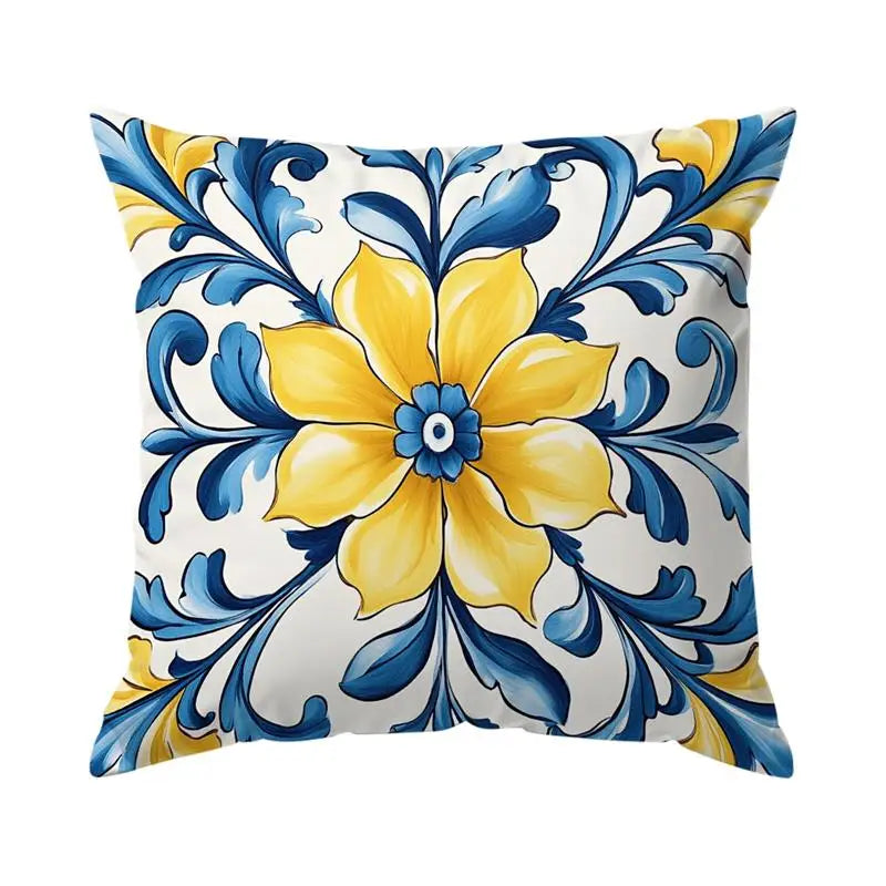 taies d'oreiller polyester citron vintage naturel fleurs blanches couleurs vives décoration maison jacinthe