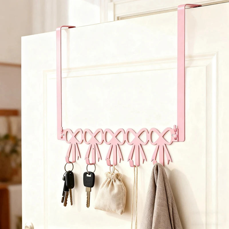 porte clés porte sacs moderne clips coeurs nœuds rose pastel fixations clips utilisation multiple
